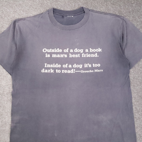 Vintage Groucho Marx Quote Books Alaska Bookstore XL Gray Short Sleeve T-Shirt - Picture 6 of 9